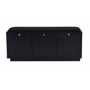 ROWICO Confetti bnk - sort eg/sort stofhynde, m. 3 skuffer