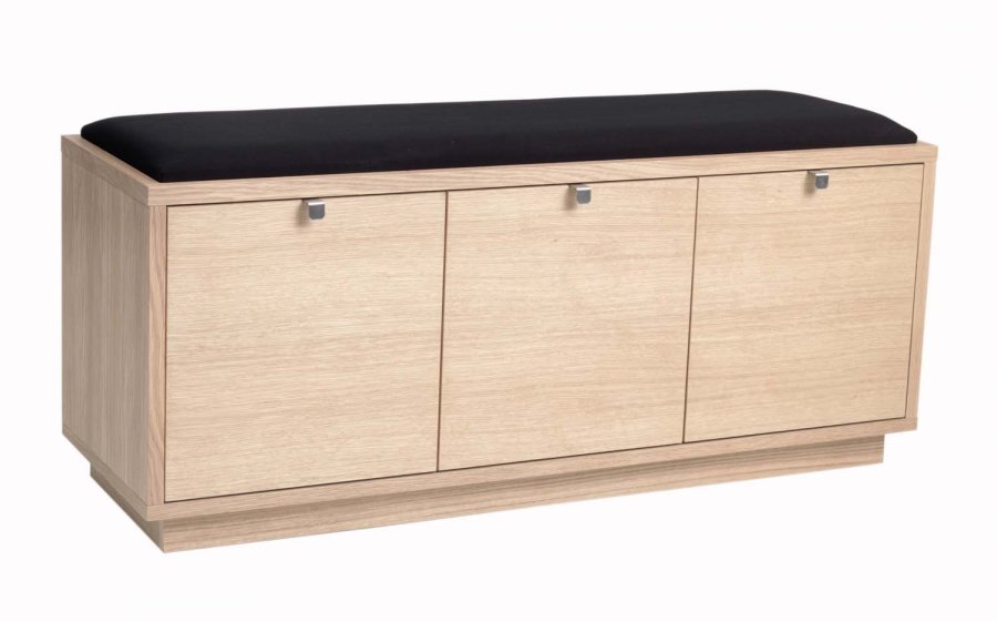 ROWICO Confetti bnk - hvidpigmenteret eg/sort stofhynde, m. 3 skuffer