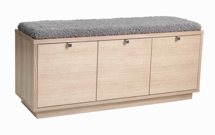 ROWICO Confetti bnk - hvidpigmenteret eg/lysegr hynde, m. 3 skuffer