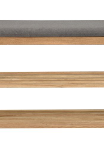 ROWICO Confetti bnk med skohylder - mrkegr stof og natur eg (80x30)