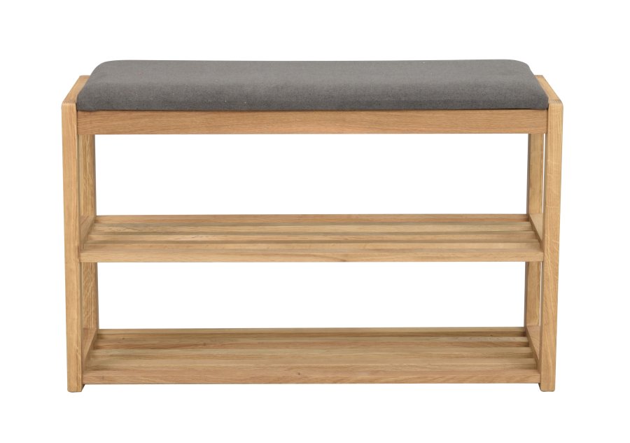 ROWICO Confetti bnk med skohylder - mrkegr stof og natur eg (80x30)