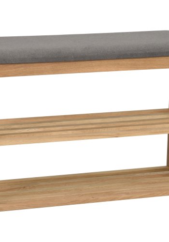 ROWICO Confetti bnk med skohylder - mrkegr stof og natur eg (80x30)