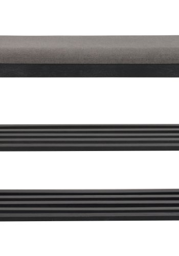 ROWICO Confetti bnk med skohylder - mrkegr stof og sort eg (80x30)