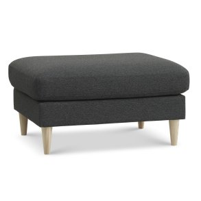 Ask puf, rektangulr - antracitgr polyester stof og natur tr (85x70)