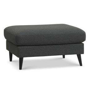 Ask puf, rektangulr - antracitgr polyester stof og sort tr (85x70)