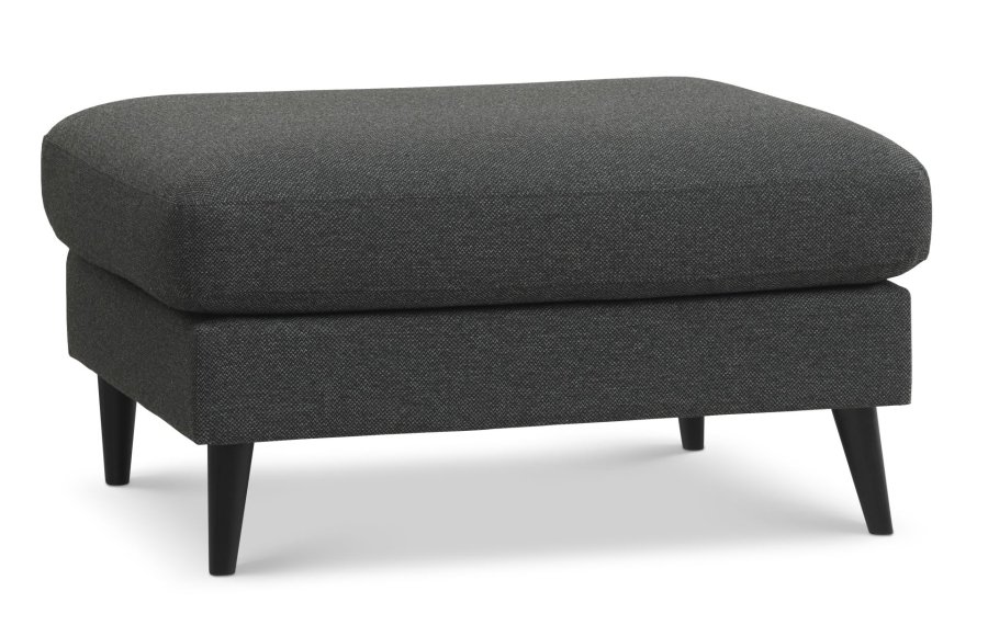 Ask puf, rektangulr - antracitgr polyester stof og sort tr (85x70)