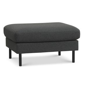 Ask puf, rektangulr - antracitgr polyester stof og sort metal (85x70)