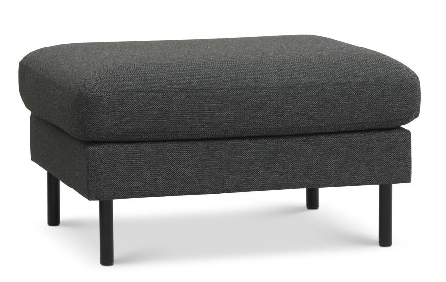 Ask puf, rektangulr - antracitgr polyester stof og sort metal (85x70)