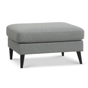 Ask puf, rektangulr - lys granitgr polyester stof og sort tr (85x70)