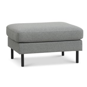 Ask puf, rektangulr - lys granitgr polyester stof og sort metal (85x70)