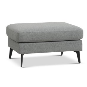 Ask puf, rektangulr - lys granitgr polyester stof og Eiffel ben (85x70)