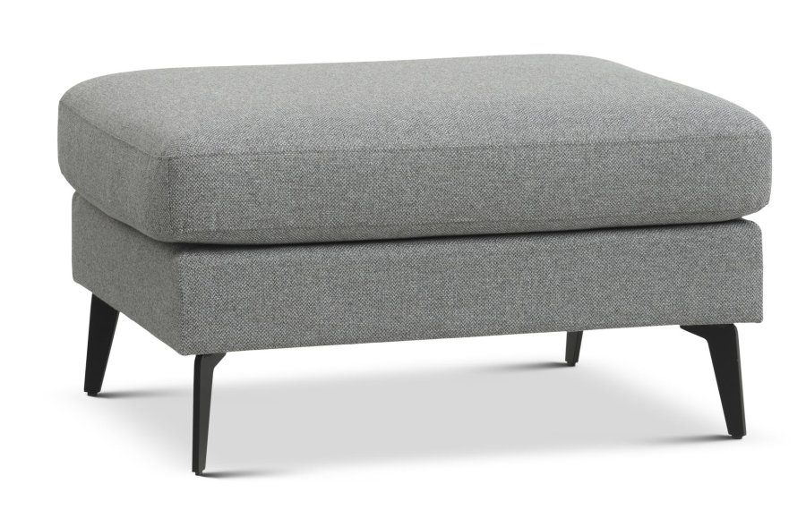 Ask puf, rektangulr - lys granitgr polyester stof og Eiffel ben (85x70)