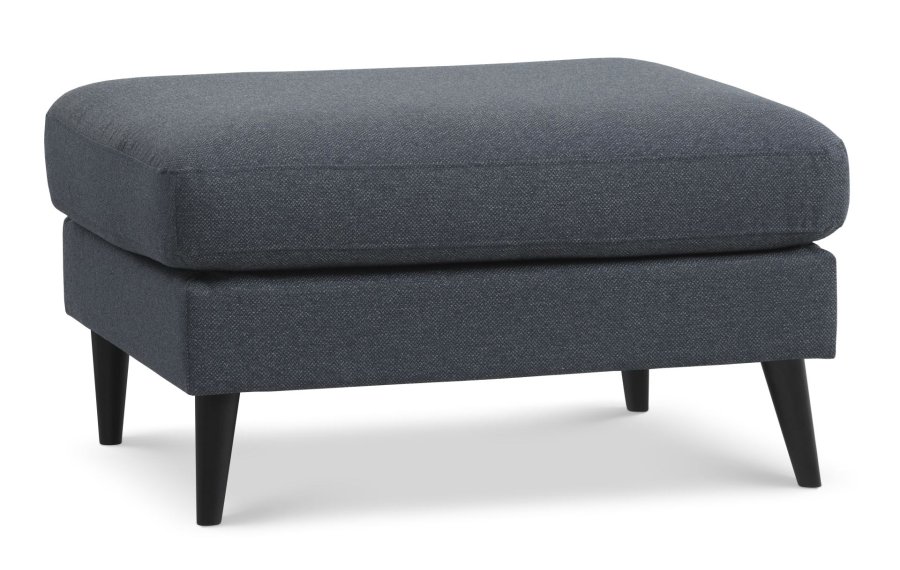 Ask puf, rektangulr - navy bl polyester stof og sort tr (85x70)