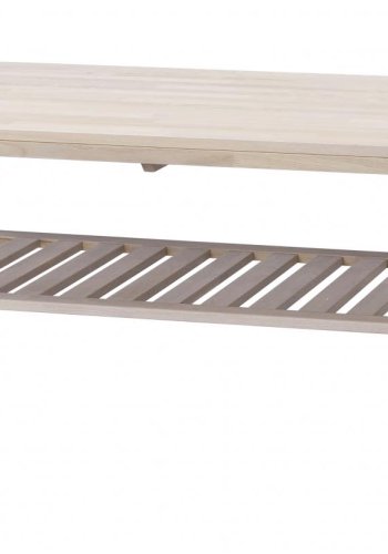 ROWICO Brooklyn sofabord - hvidpigmeneteret eg m. 1 hylde (130x75)