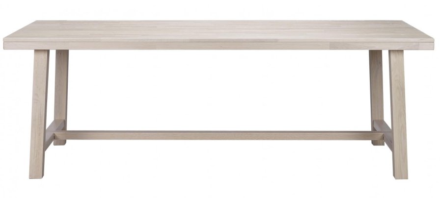 ROWICO Brooklyn spisebord - hvidpigmenteret eg m. udtrk (220x95)
