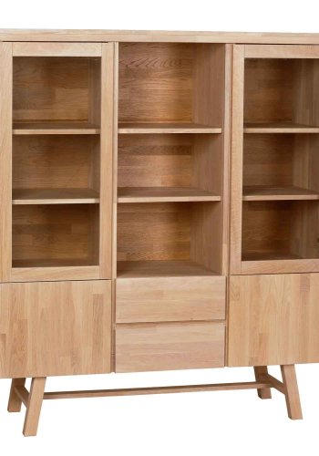 ROWICO Brooklyn vitrineskab - brstet eg, m. 4 lger og 2 skuffer 