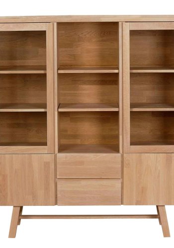 ROWICO Brooklyn vitrineskab - brstet eg, m. 4 lger og 2 skuffer 