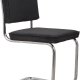 ZUIVER Ridge Rib Kink spisebordsstol, stabelbar - sort fljl og slv krom