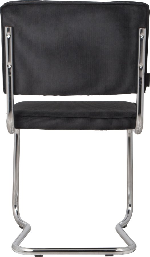 ZUIVER Ridge Rib Kink spisebordsstol, stabelbar - sort fljl og slv krom
