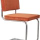 ZUIVER Ridge Rib Kink spisebordsstol, stabelbar - orange fljl og slv krom