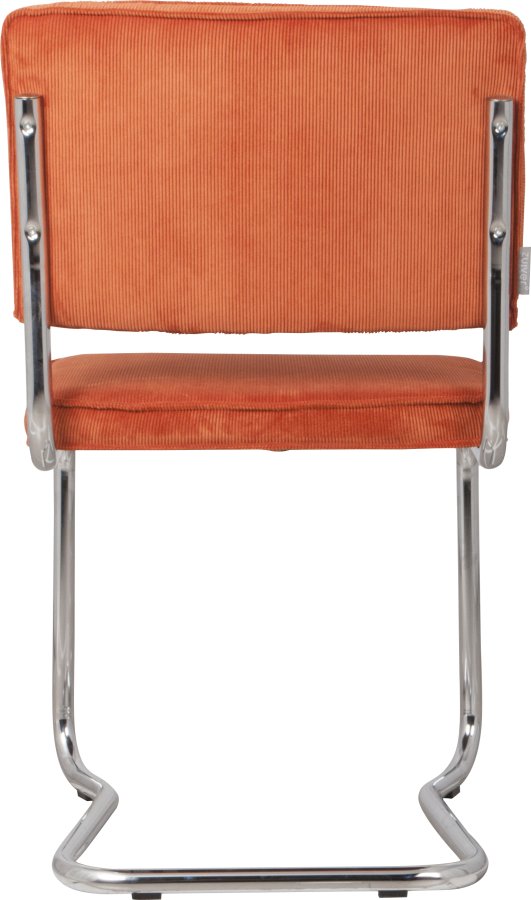 ZUIVER Ridge Rib Kink spisebordsstol, stabelbar - orange fljl og slv krom