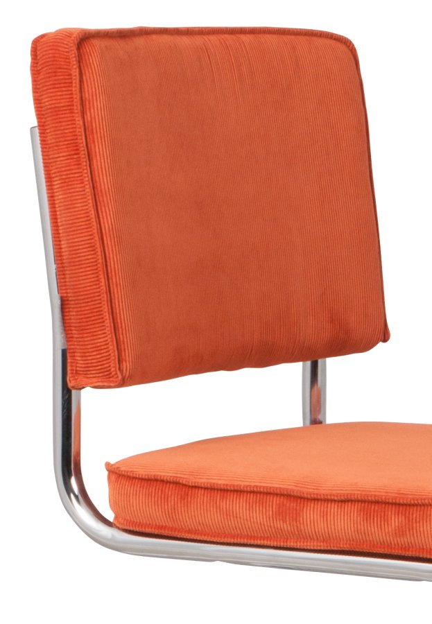 ZUIVER Ridge Rib Kink spisebordsstol, stabelbar - orange fljl og slv krom