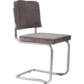 ZUIVER Ridge Rib Kink spisebordsstol, stabelbar - gr fljl og slv krom