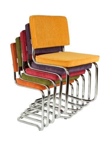 ZUIVER Ridge Rib Kink spisebordsstol, stabelbar - grn fljl og slv krom