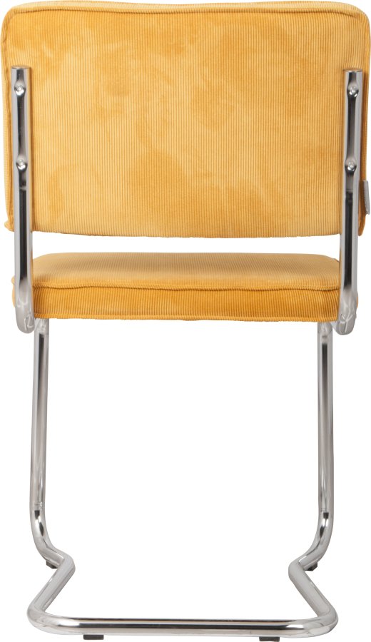 ZUIVER Ridge Rib Kink spisebordsstol, stabelbar - gul fljl og slv krom