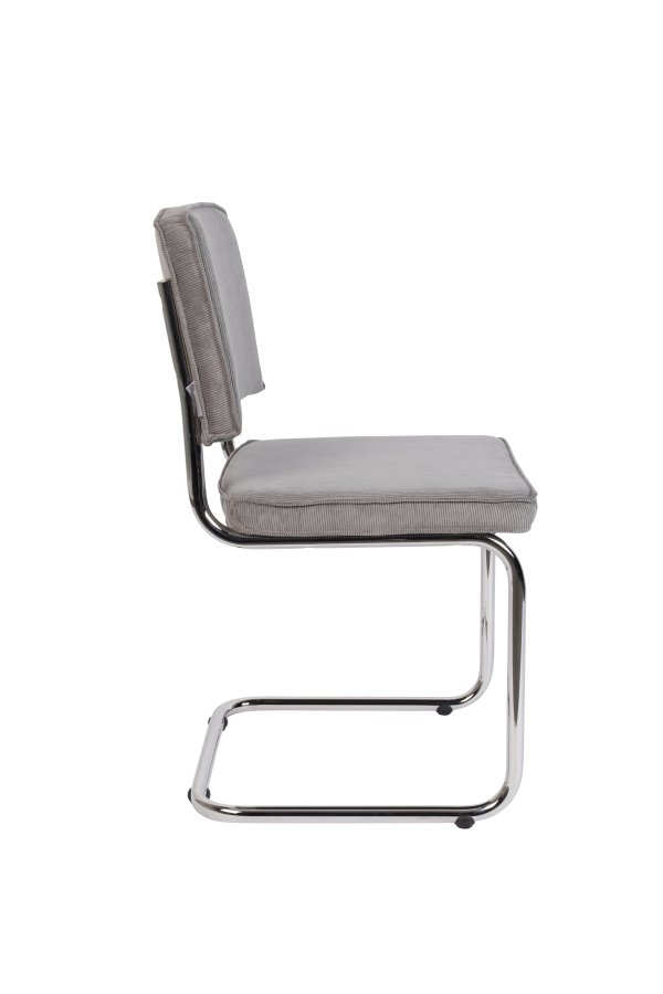 ZUIVER Ridge Rib spisebordsstol - lysegr fljl polyester og slv krom