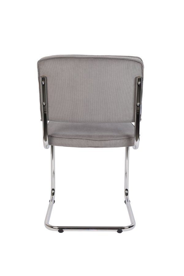 ZUIVER Ridge Rib spisebordsstol - lysegr fljl polyester og slv krom