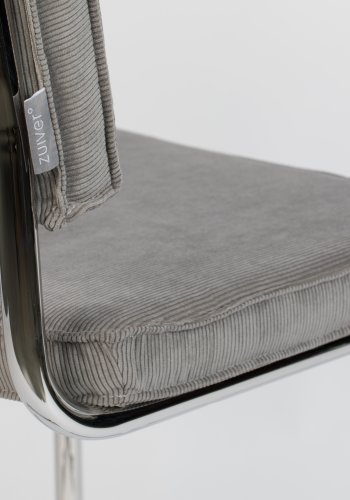 ZUIVER Ridge Rib spisebordsstol - lysegr fljl polyester og slv krom
