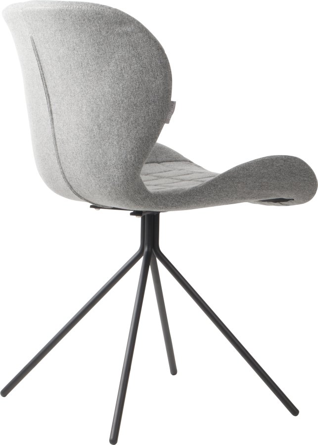 ZUIVER OMG spisebordsstol - lysegr polyester og sort jern