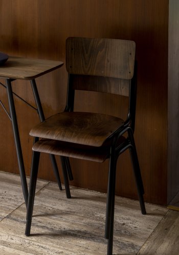 DUTCHBONE Scuola spisebordsstol - valnddefarvet krydsfinér og stl