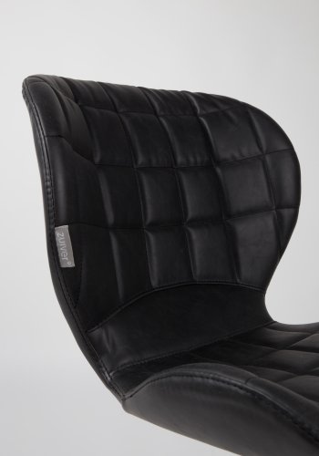 ZUIVER OMG LL spisebordsstol - sort PU og sort jern