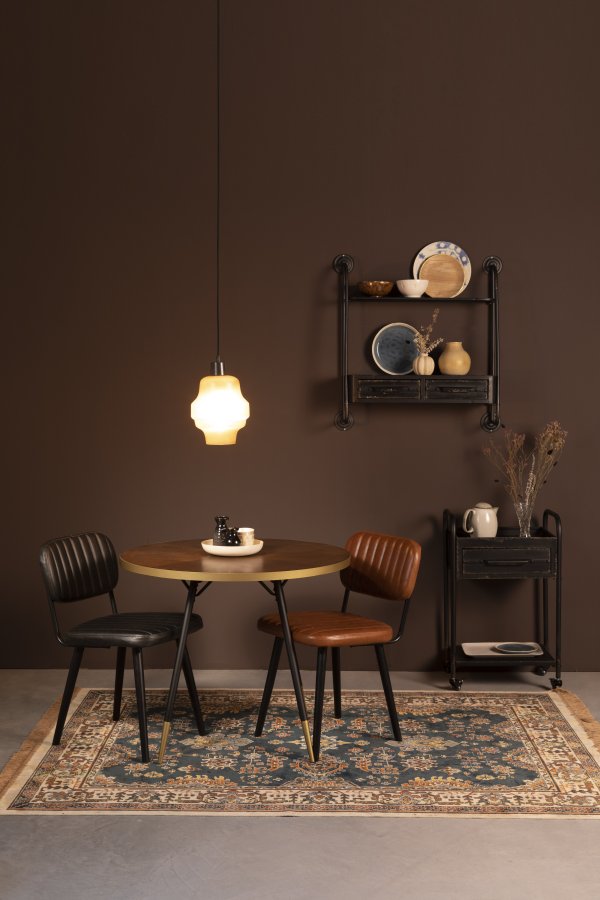 WHITE LABEL LIVING Jake Worn spisebordsstol - sort kunstlder og egetr