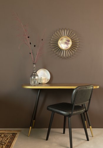 WHITE LABEL LIVING Jake Worn spisebordsstol - sort kunstlder og egetr