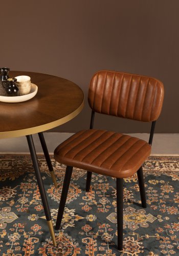 WHITE LABEL LIVING Jake Worn spisebordsstol - brun kunstlder og egetr