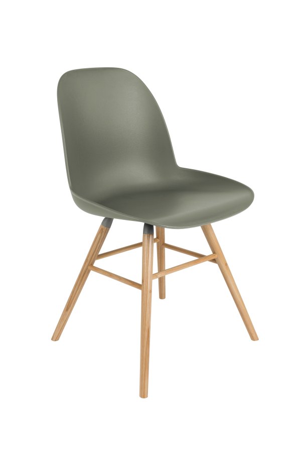 ZUIVER Albert Kuip spisebordsstol - grn plastik og natur asketr