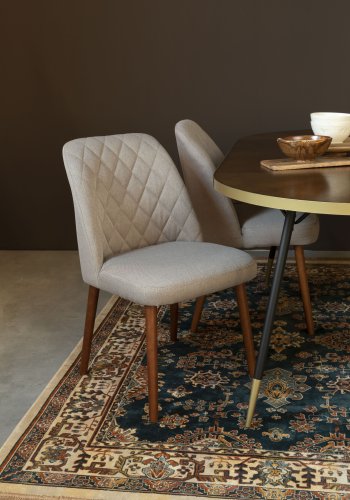 WHITE LABEL LIVING Conway spisebordsstol - beige stof og bgetr