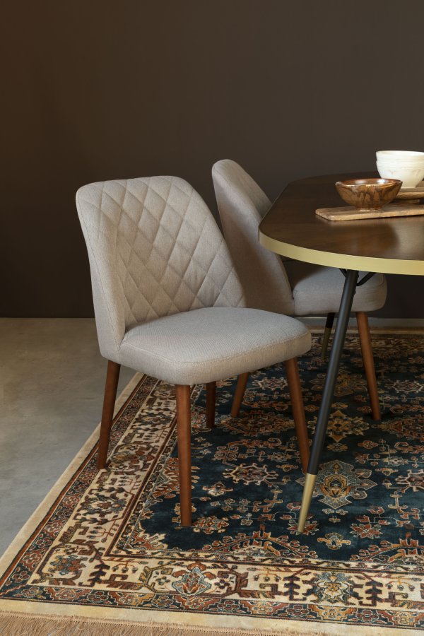 WHITE LABEL LIVING Conway spisebordsstol - beige stof og bgetr