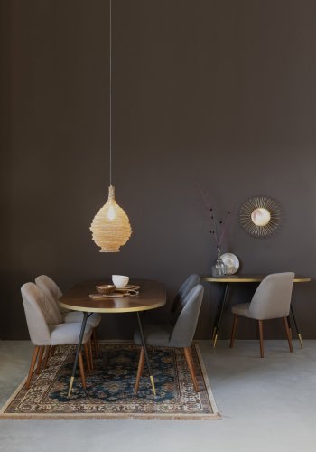 WHITE LABEL LIVING Conway spisebordsstol - beige stof og bgetr