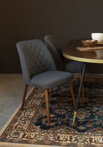 WHITE LABEL LIVING Conway spisebordsstol - mrkegr stof og bgetr