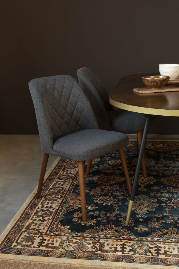 WHITE LABEL LIVING Conway spisebordsstol - mrkegr stof og bgetr