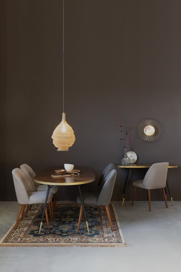 WHITE LABEL LIVING Conway spisebordsstol - mrkegr stof og bgetr