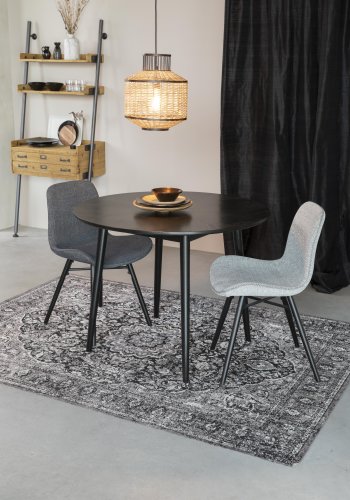WHITE LABEL LIVING Lester spisebordsstol - antracitgr stof og bgetr