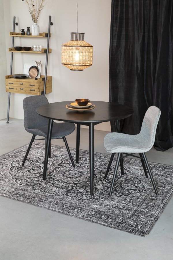 WHITE LABEL LIVING Lester spisebordsstol - antracitgr stof og bgetr
