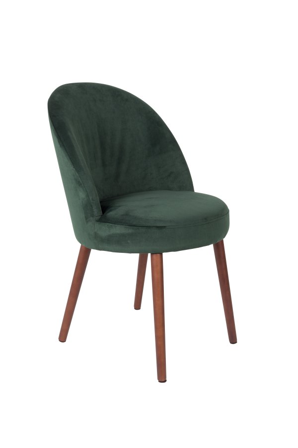 DUTCHBONE Barbara spisebordsstol - grn polyester stof og brun bgetr