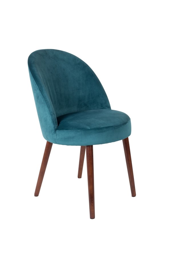 DUTCHBONE Barbara spisebordsstol - grn fljl stof og brun bgetr