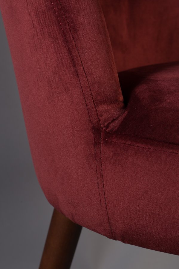 DUTCHBONE Barbara spisebordsstol - rd fljl stof og brun bgetr